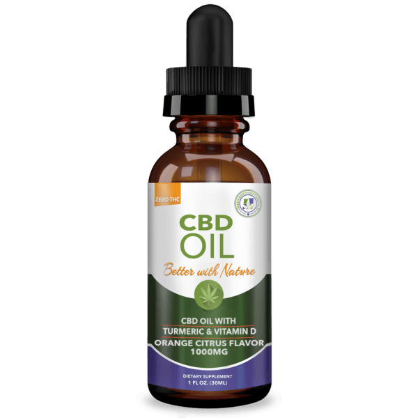 Green Earth Botanicals CBD Oil (Orange Citrus Flavor w/ Turmeric & Vitamin D) 1000mg - 1 Oz