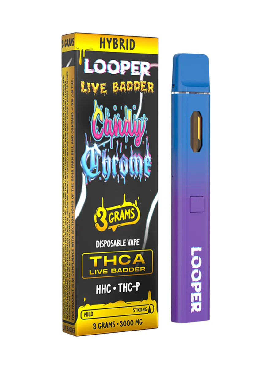 Candy Chrome Looper Live Badder THC AHHCTHC P Disposable Vape 3G