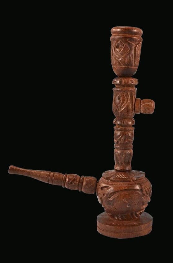 Carved Adjustable Wooden Pipe w Stone Bowl media 1 cfb92b53 df7a 451b 978a 059339681aa8