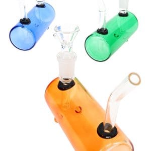 Colored Glass Barrel Bong Mini Drum - 4½ - 14.5 mm Female - Bowl Included - Assorted Colors
