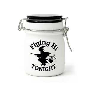FLYING HI TONIGHT FROSTED GLASS STASH JAR WITH CLAMP LID