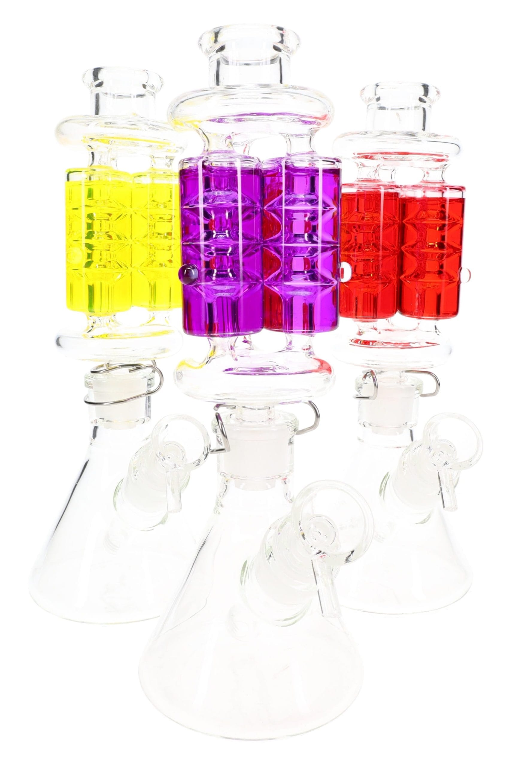 Fluid-Filled Triple Chamber Beaker Bong Freeze Trio - 10.5 - Assorted Colors