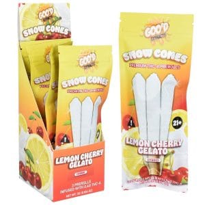GOO'D Snow Cones THCA Pre-Rolls | 3g | 3pc | 5pk Display - Lemon Cherry Gelato