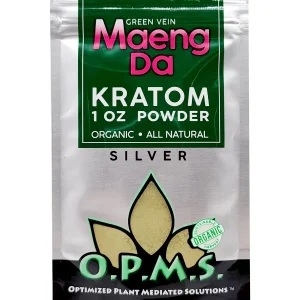 Green Maeng DA OPMS Kratom Silver Powder 1oz Bag