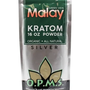 Green Malay OPMS Kratom Silver Powder 16oz Bag