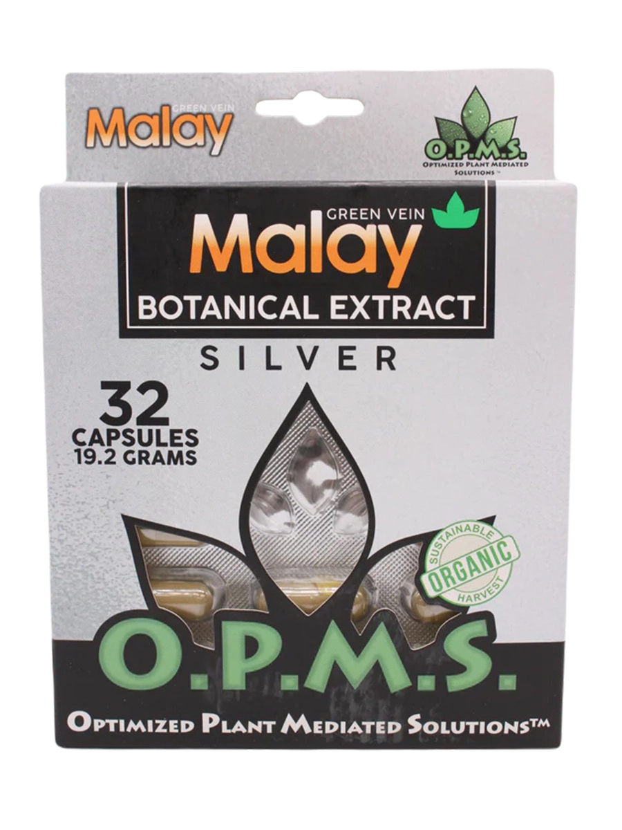 Green Malay OPMS Silver Kratom Capsules 32ct