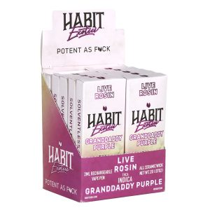 Habit Exotics THCA Live Rosin Disposable | 2g | 10ct Display - Granddaddy Purple | Indica