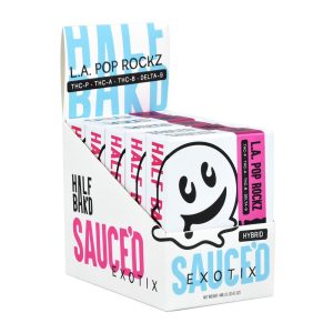 Half Bak'd Sauce'd Exotix THCA Disposable Vape | 4g | 5ct Display - Hybrid | L.A. Pop Rocks