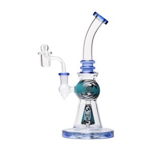 Human Grade 10" Mini Gumball Rig Glass Water Pipe - Blue Tones
