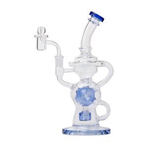 Human Grade 10" Swiss Rig Glass Recycler Water Pipe - Blue