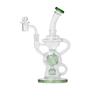 Human Grade 10" Swiss Rig Glass Recycler Water Pipe - Green