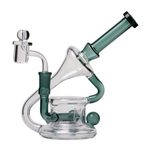 Human Grade 7.5" Recycler 45 (Triple Marble) Glass Rig - Lake Green