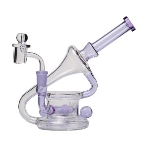 Human Grade 7.5" Recycler 45 (Triple Marble) Glass Rig - Lavender