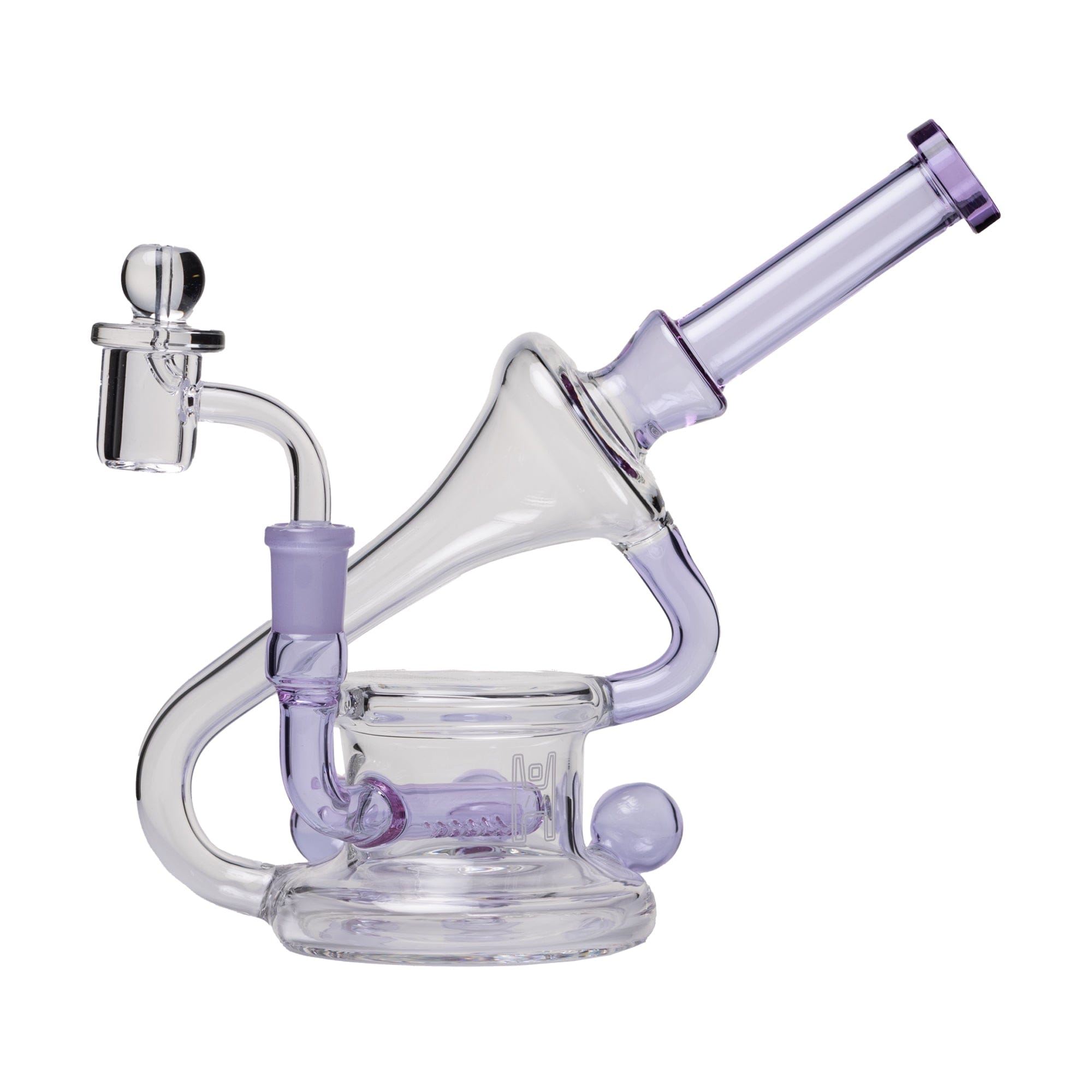 Human Grade 7.5" Recycler 45 (Triple Marble) Glass Rig - Lavender