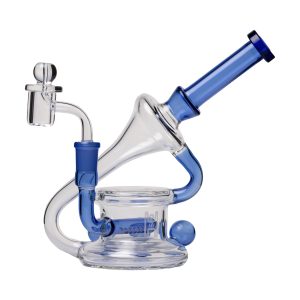 Human Grade 7.5" Recycler 45 (Triple Marble) Glass Rig - Light Blue