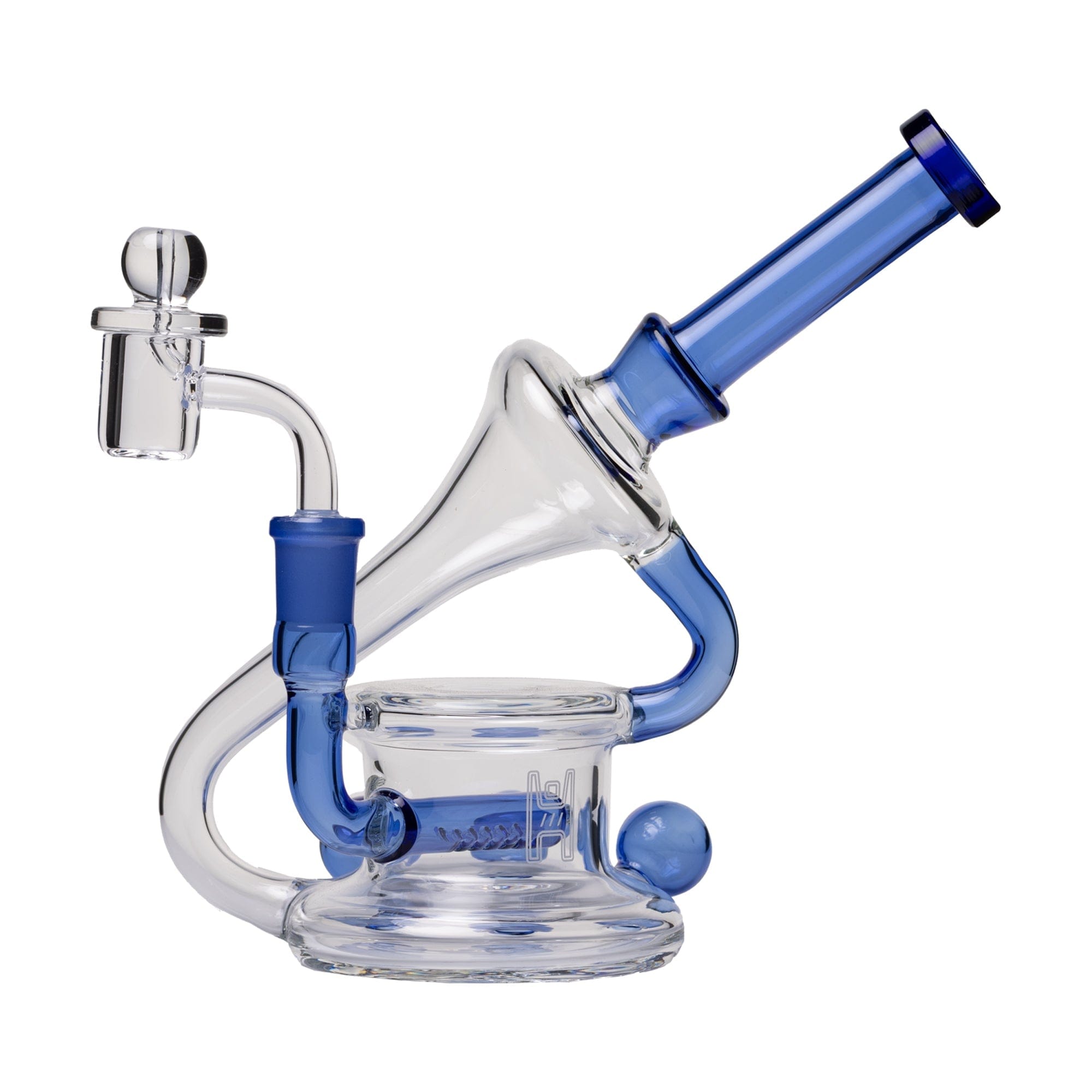 Human Grade 7.5" Recycler 45 (Triple Marble) Glass Rig - Light Blue