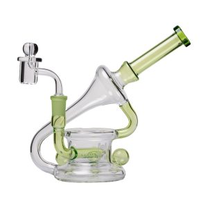 Human Grade 7.5" Recycler 45 (Triple Marble) Glass Rig - Matrix Green
