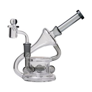 Human Grade 7.5" Recycler 45 (Triple Marble) Glass Rig - Smoke