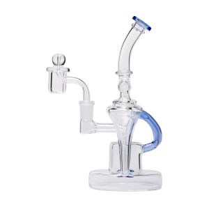 Human Grade Dualing Recycler Glass Rig Water Pipe - Blue