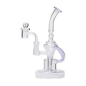 Human Grade Dualing Recycler Glass Rig Water Pipe - Lavender