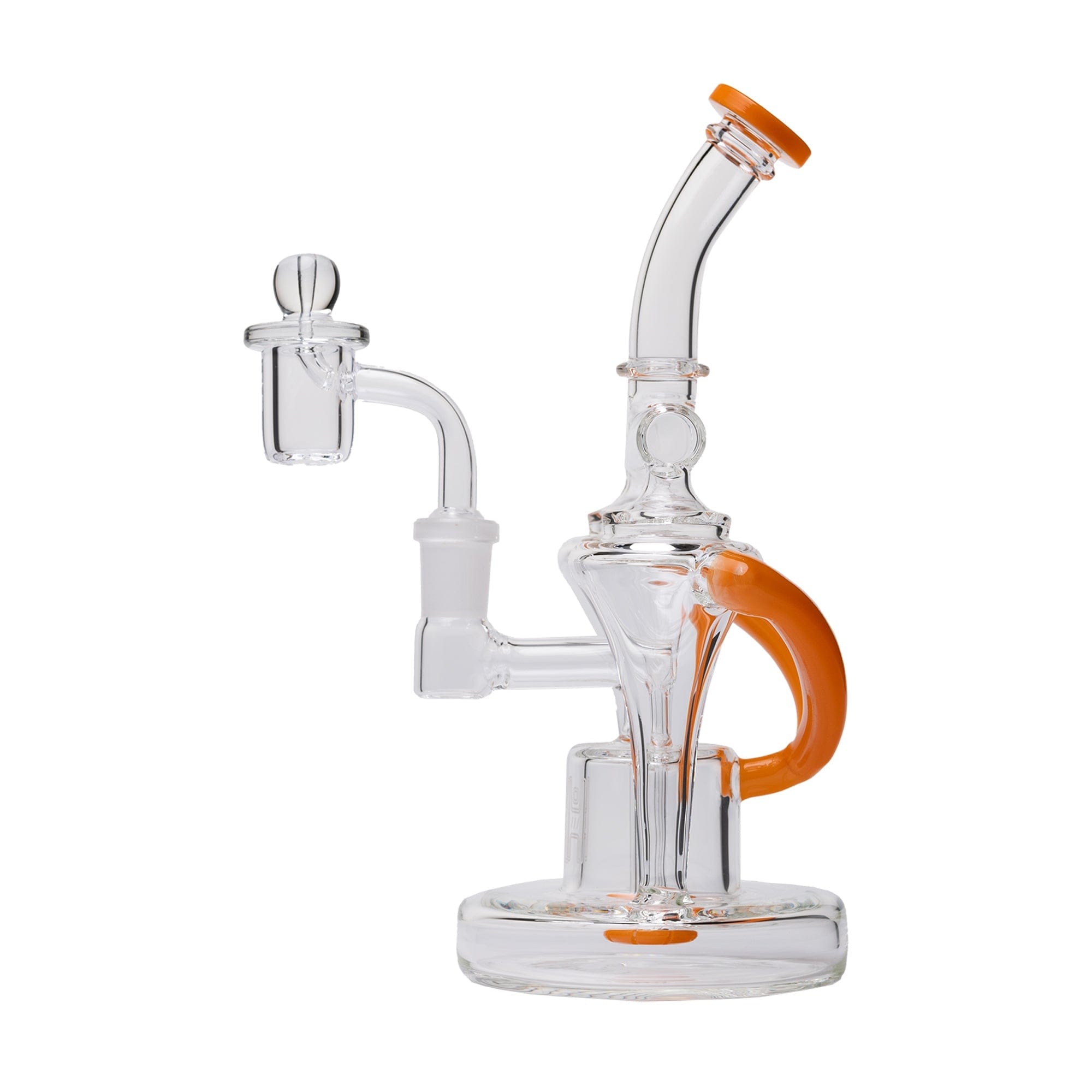 Human Grade Dualing Recycler Glass Rig Water Pipe - Opaque Orange