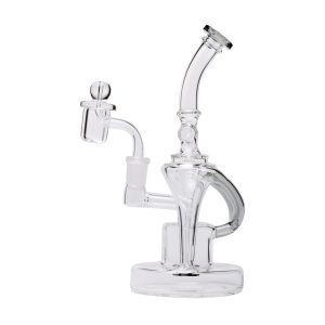 Human Grade Dualing Recycler Glass Rig Water Pipe - Smoke