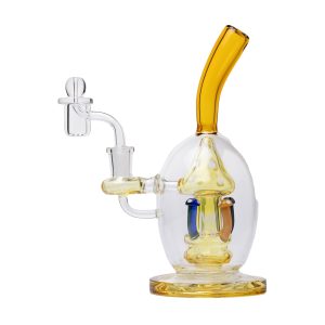 Human Grade Mushroom Globe Glass Rig - Amber