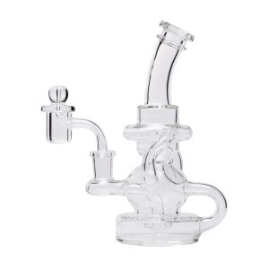 Human Grade Stubby Klein Glass Recycler Rig Water Pipe - Clear