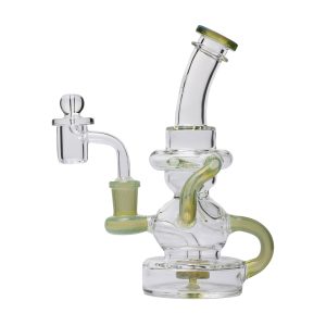 Human Grade Stubby Klein Glass Recycler Rig Water Pipe - Jade