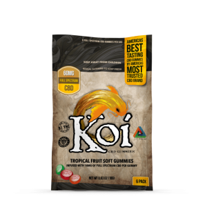Koi CBD Hemp Extract - CBD Gummies Tropical Fruit (Pack of 6) 12 Count