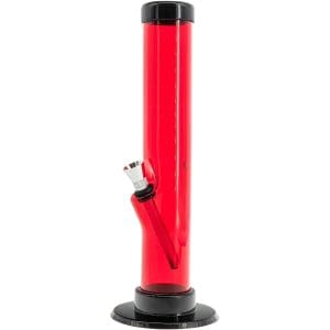JM Enterprises 6-9-12" Acrylic Straight Tube Bong - Multiple Colors - Red / 9 Inch