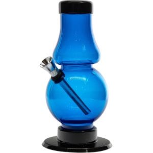 JM Enterprises 6-9" Acrylic Straight Tube Bubble Flare Bong - Multiple Colors - Blue / 6 Inch