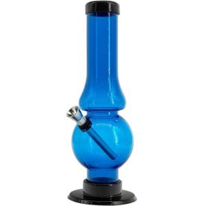 JM Enterprises 6-9" Acrylic Straight Tube Bubble Flare Bong - Multiple Colors - Blue / 9 Inch