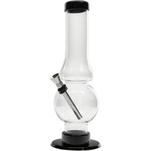 JM Enterprises 6-9" Acrylic Straight Tube Bubble Flare Bong - Multiple Colors - Grey / 9 Inch