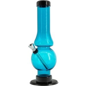 JM Enterprises 6-9" Acrylic Straight Tube Bubble Flare Bong - Multiple Colors - Ice Blue / 9 Inch
