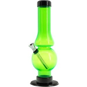 JM Enterprises 6-9" Acrylic Straight Tube Bubble Flare Bong - Multiple Colors - Illuminati Green / 9 Inch