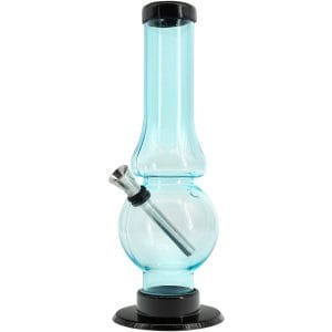 JM Enterprises 6-9" Acrylic Straight Tube Bubble Flare Bong - Multiple Colors - Light Blue / 9 Inch