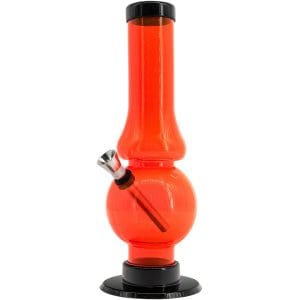 JM Enterprises 6-9" Acrylic Straight Tube Bubble Flare Bong - Multiple Colors - Orange / 9 Inch