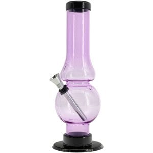 JM Enterprises 6-9" Acrylic Straight Tube Bubble Flare Bong - Multiple Colors - Pink / 9 Inch