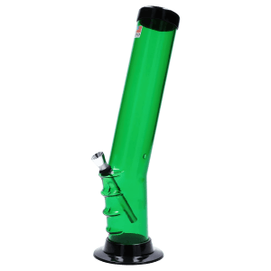 JM Plastics Straight Tube Bent Neck with Grip and Carb Hole Acrylic Bong - 12 in