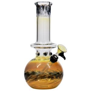 LA Pipes Time Traveler Silver Fumed Pull-Stem Bubble Bong 8" - Black