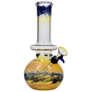 LA Pipes Time Traveler Silver Fumed Pull-Stem Bubble Bong 8" - Blue