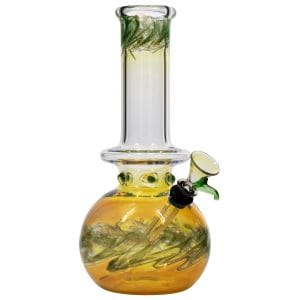 LA Pipes Time Traveler Silver Fumed Pull-Stem Bubble Bong 8" - Green