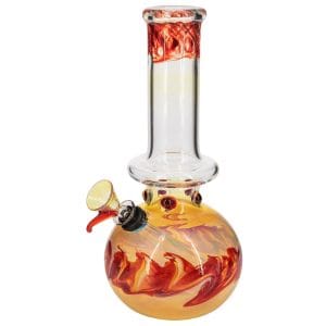 LA Pipes Time Traveler Silver Fumed Pull-Stem Bubble Bong 8" - Red