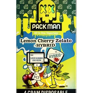 Lemon Cherry Zelato Pack Man Liquid Diamonds D9 Live Resin Disposable 4G