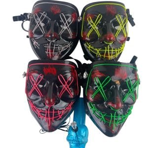 Light Up Black Plated Gas Mask Bong - Yellow