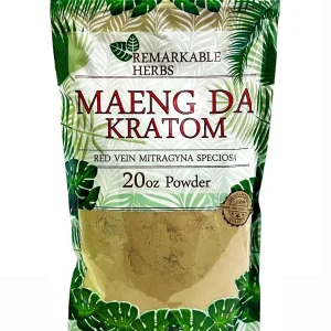 Maeng DA Red Vein Remarkable Herbs Kratom Powder 20oz Bag
