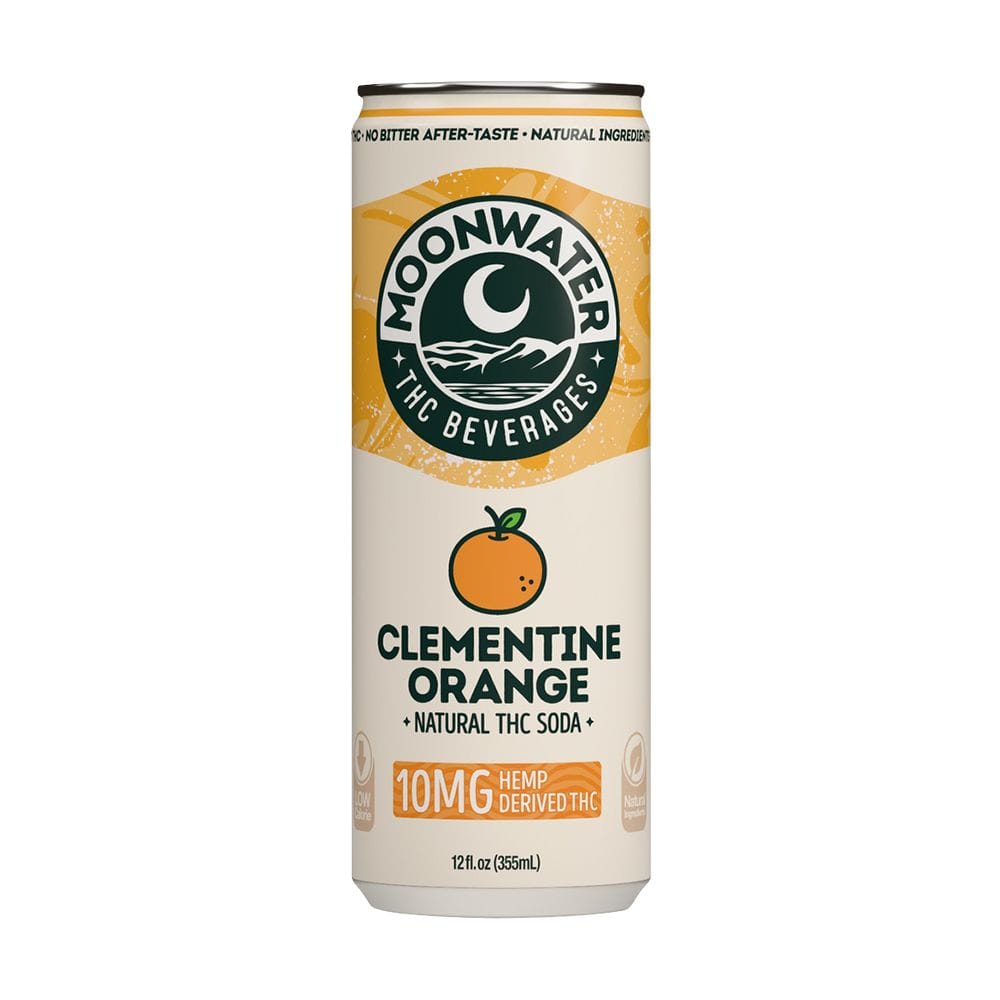 Moonwater Natural Hemp-Derived D9 THC Infused Soda | 12fl oz Can | 24ct Case - Clementine / 10mg