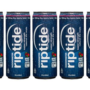 Moonwater Riptide Natural Hemp-Derived D9 THC Infused Soda | 12oz | 60mg | 24ct Case - Berry Twist