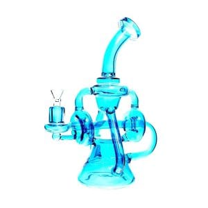 Neon Recycler with Inline Percolator and Bent Neck Bong